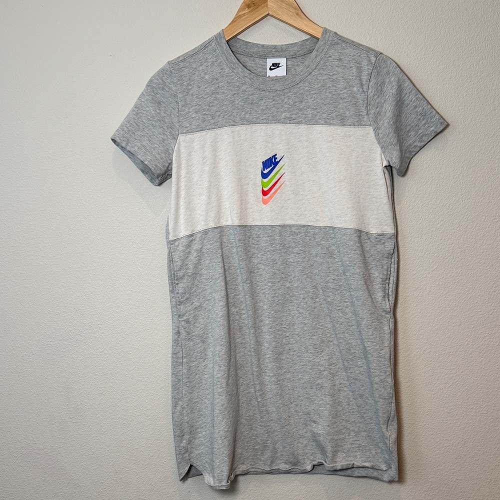 Nike DNA Heather Gray and White with Stacked Swoosh T-Shirt Dress